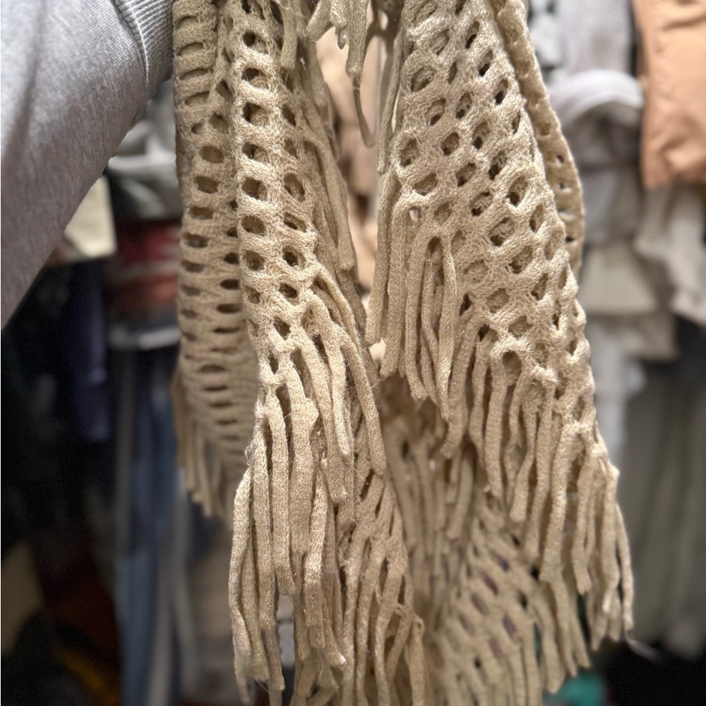 Beige Knit Fringe Infinity Scarf Aldo